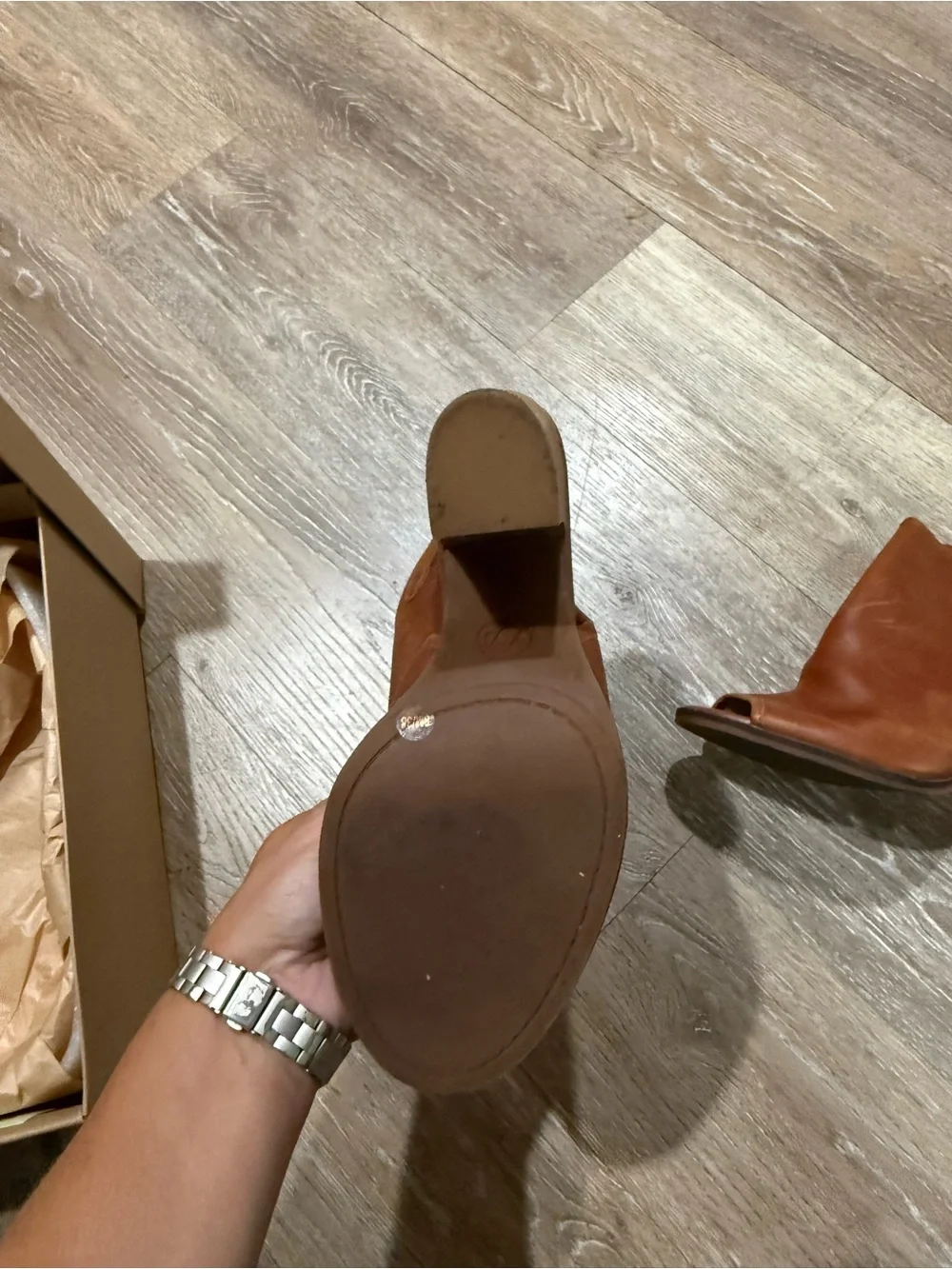 Lucky Brand Brown Leather Open-Side Ankle Booties